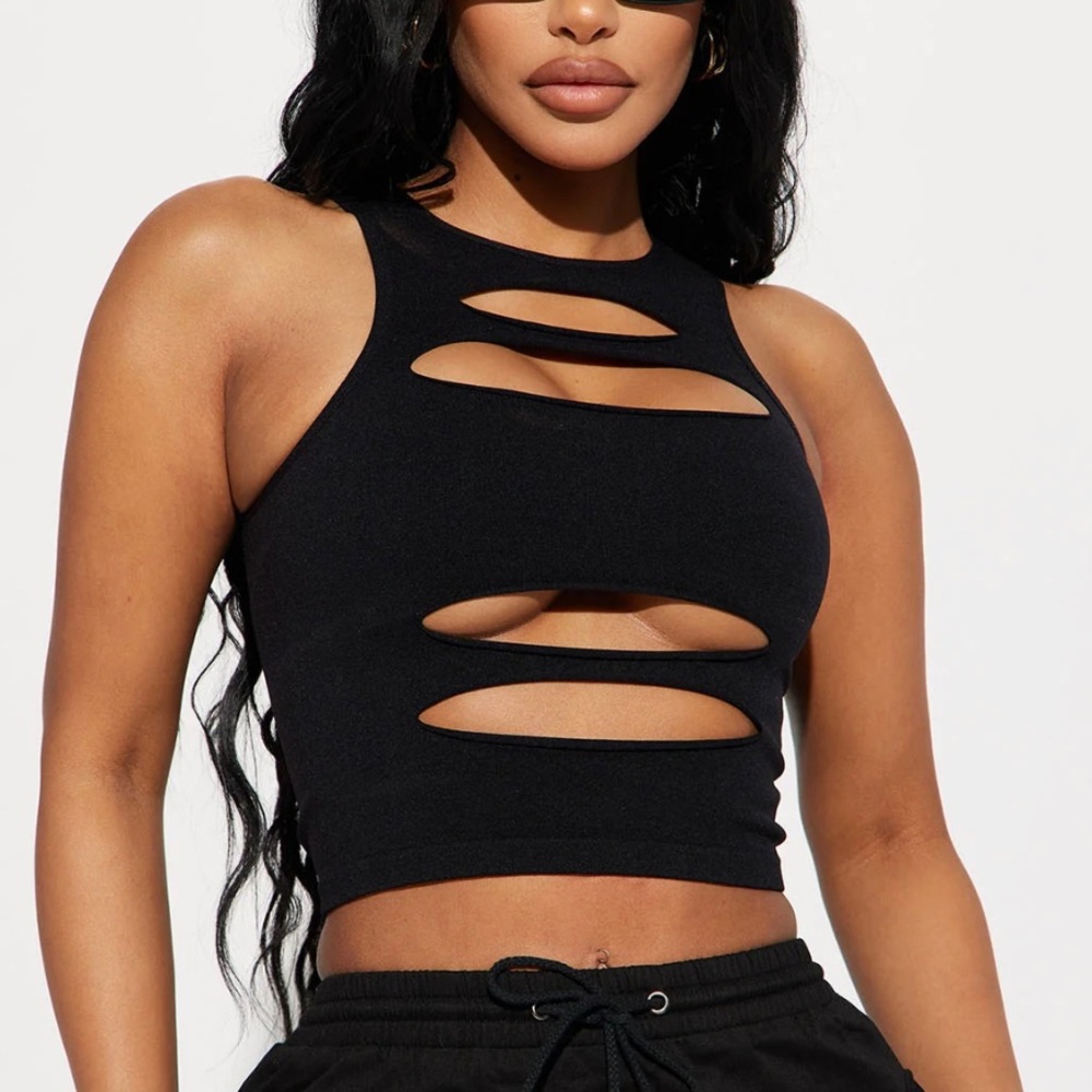Cut Out Black Crop Top